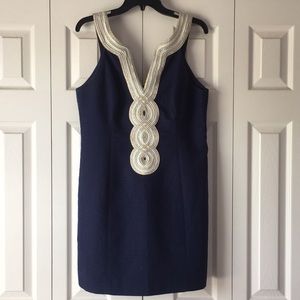 Lilly Pulitzer navy blue and gold dress